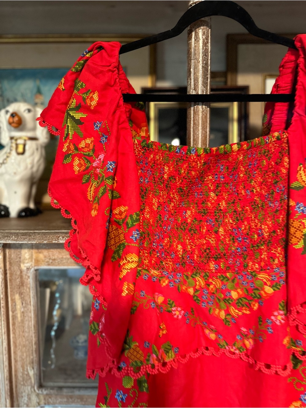FARM Rio Red Floral Embroidered Ruffle Romper - Picture 3 of 9